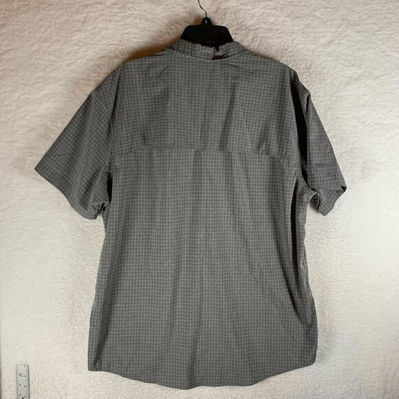 PrAna Men's Gray Garvan Short Sleeve Checkered Pattern Button Up Shirt Size XL - Picture 7 of 10